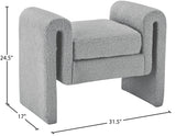 Stylus Grey Boucle Fabric 31.5" Bench - Ella Furniture