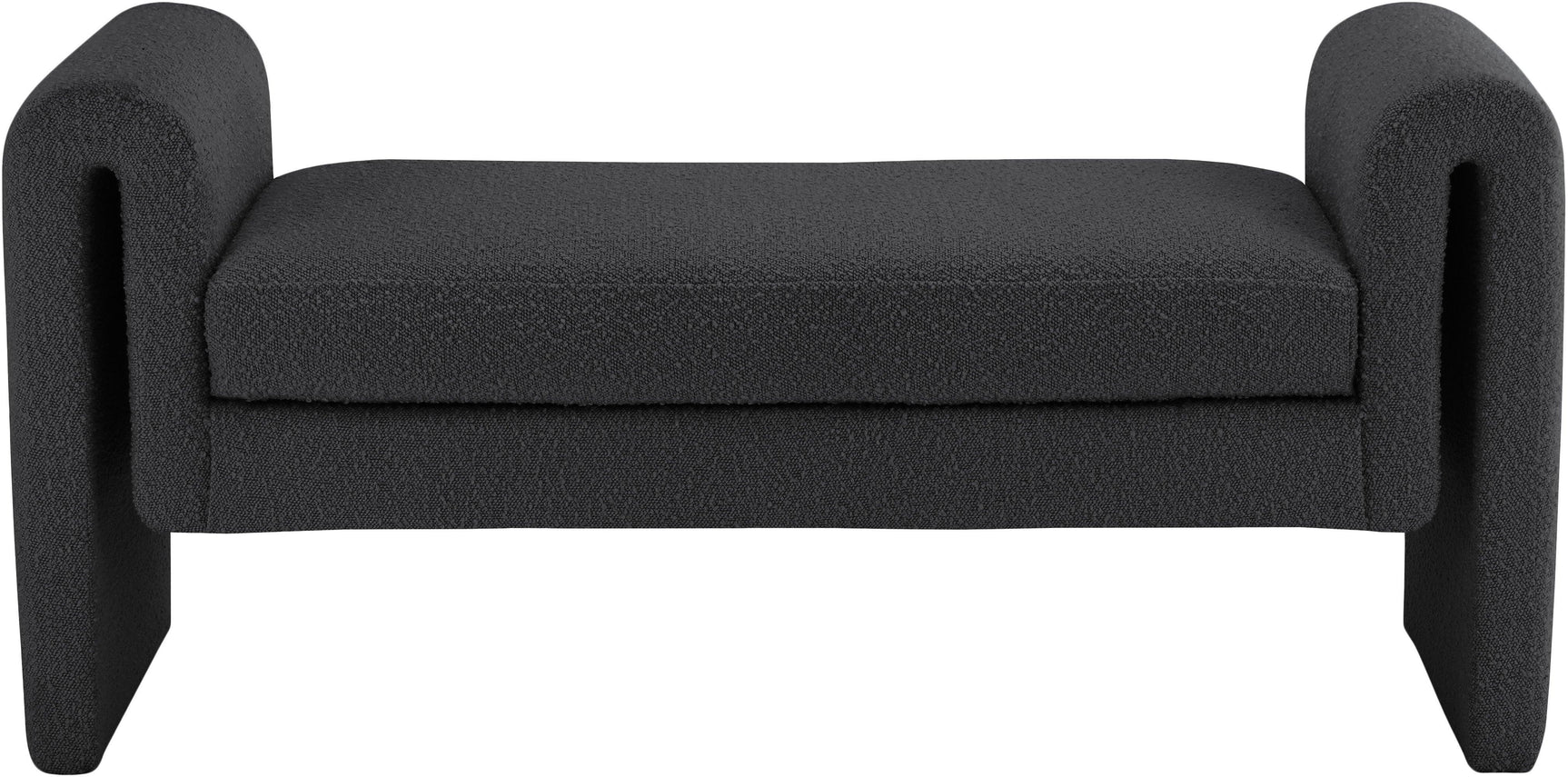 Stylus Black Boucle Fabric 51" Bench - Ella Furniture