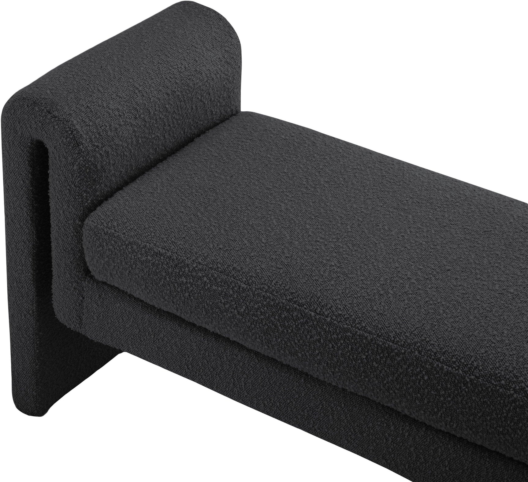 Stylus Black Boucle Fabric 51" Bench - Ella Furniture