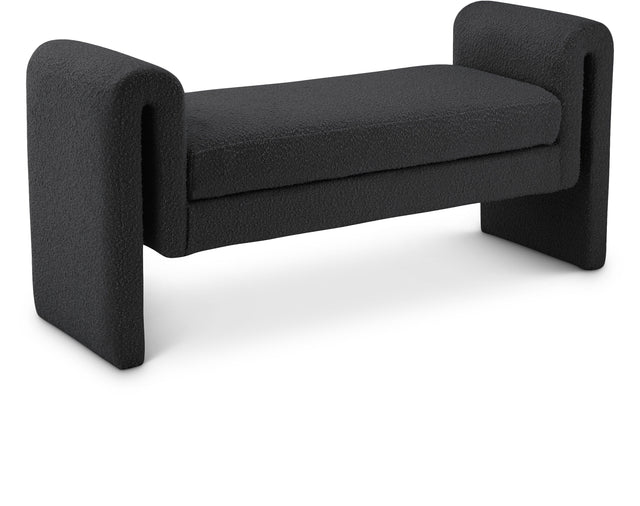 Stylus Black Boucle Fabric 51" Bench - Ella Furniture