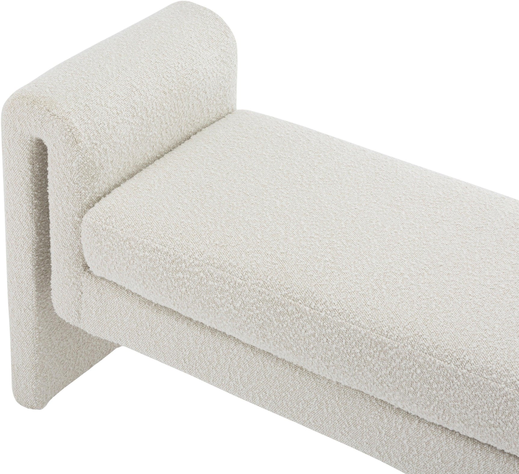 Stylus Cream Boucle Fabric 51" Bench - Ella Furniture