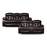 Claire Brown Solid Wood And Plywood Faux Leather Upholstery Power Reclining Sofa And Loveseat - Ella Furniture