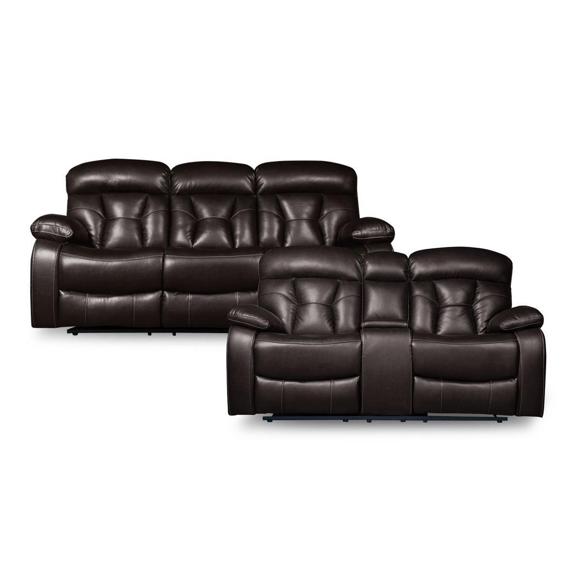 Claire Brown Solid Wood And Plywood Faux Leather Upholstery Power Reclining Sofa And Loveseat - Ella Furniture