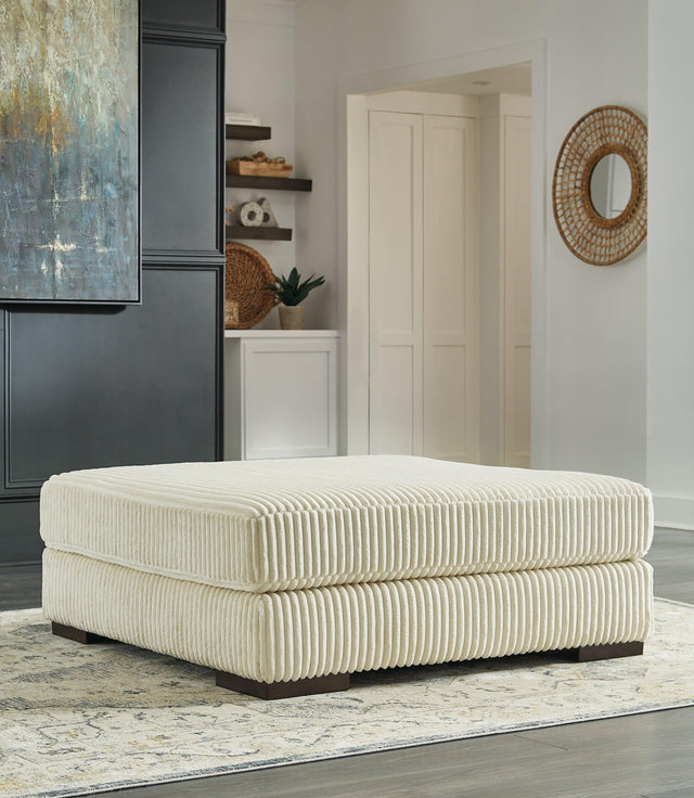 Lindyn Ivory Velvet Oversized Accent Ottoman - Ella Furniture