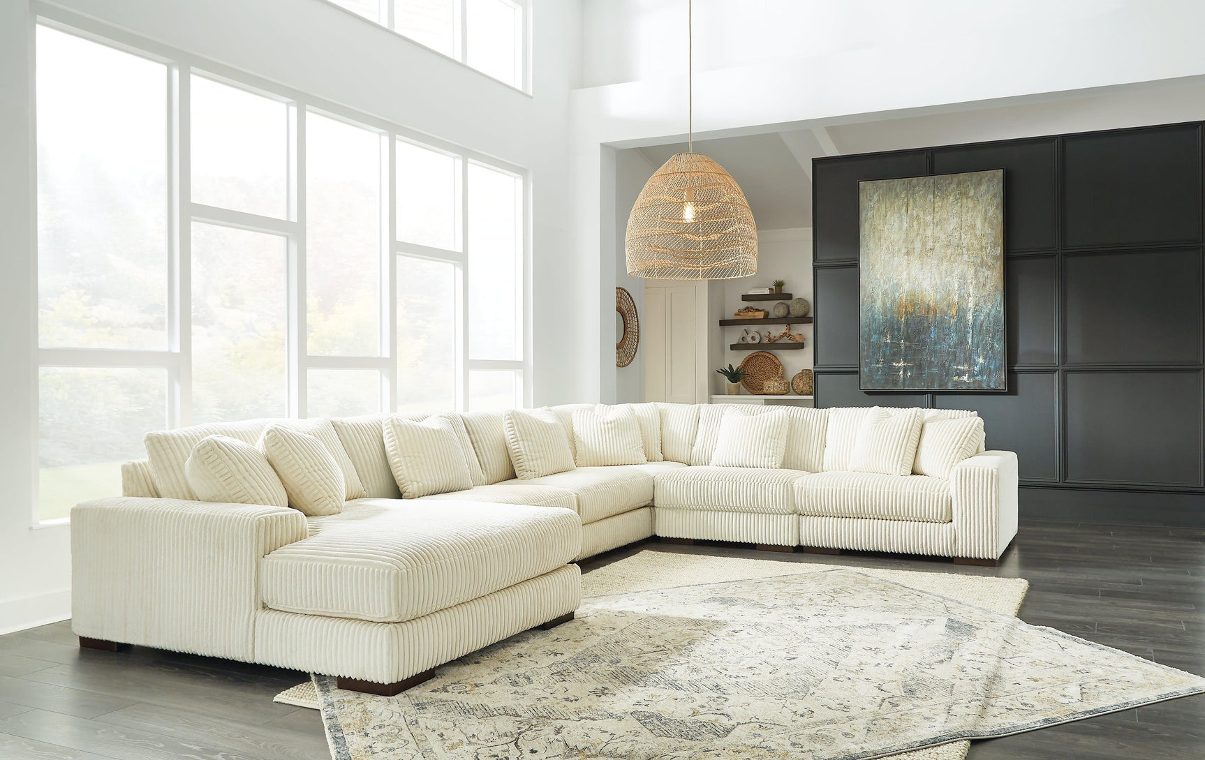 Lindyn Ivory 6-Piece Sectional With Chaise - Ella Furniture
