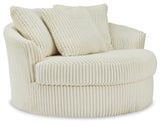 Lindyn Ivory Velvet Oversized Swivel Accent Chair - Ella Furniture