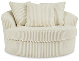 Lindyn Ivory Velvet Oversized Swivel Accent Chair - Ella Furniture