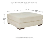 Lindyn Ivory Velvet Oversized Accent Ottoman - Ella Furniture