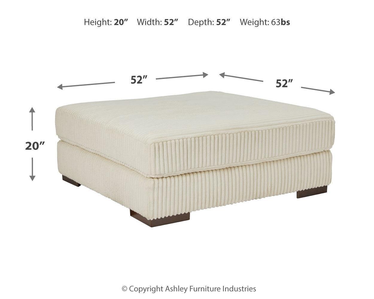 Lindyn Ivory Velvet Oversized Accent Ottoman - Ella Furniture