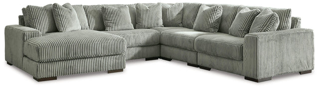 Lindyn Fog 5-Piece Sectional With Chaise - Ella Furniture