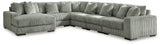 Lindyn Fog 6-Piece Sectional With Chaise - Ella Furniture