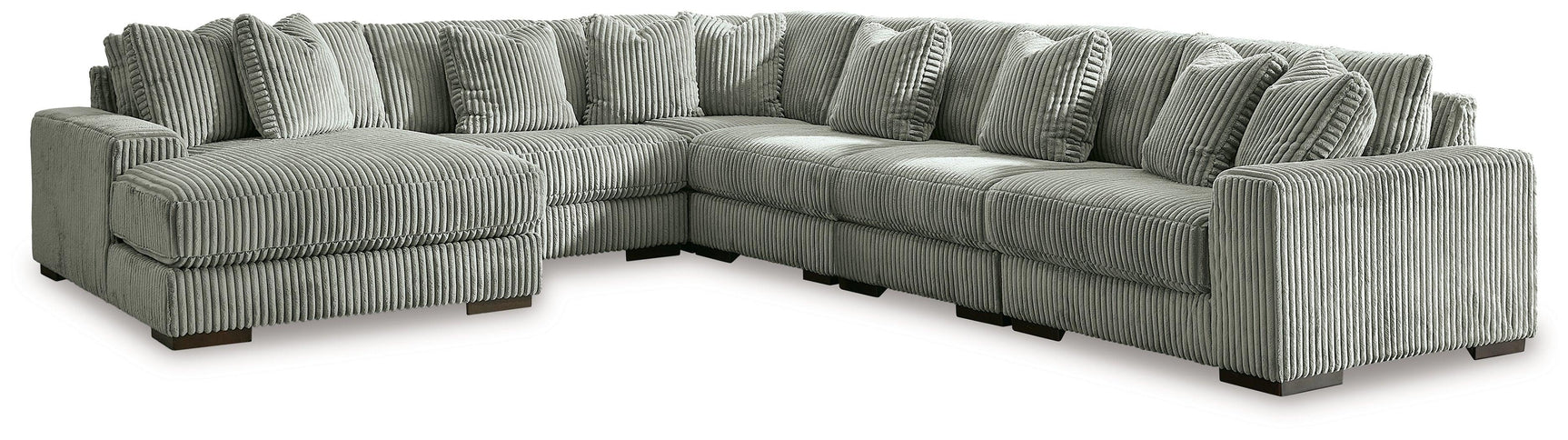 Lindyn Fog 6-Piece Sectional With Chaise - Ella Furniture