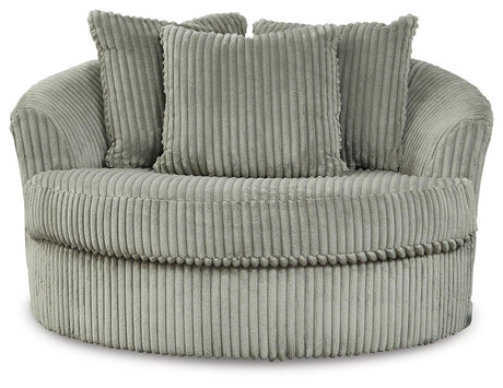 Lindyn Fog Velvet Oversized Swivel Accent Chair - Ella Furniture