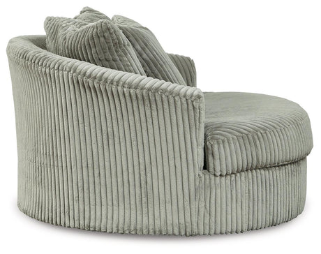 Lindyn Fog Velvet Oversized Swivel Accent Chair - Ella Furniture