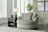 Lindyn Fog Velvet Oversized Swivel Accent Chair - Ella Furniture