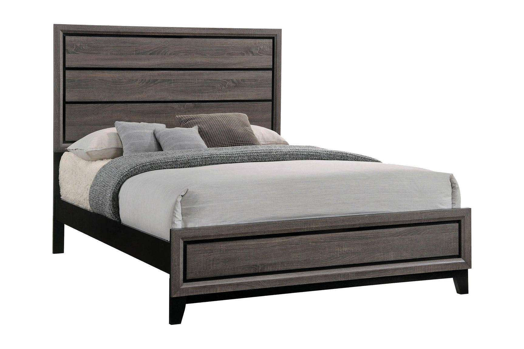 Watson Eastern King Bed Grey Oak And Black - Ella Furniture