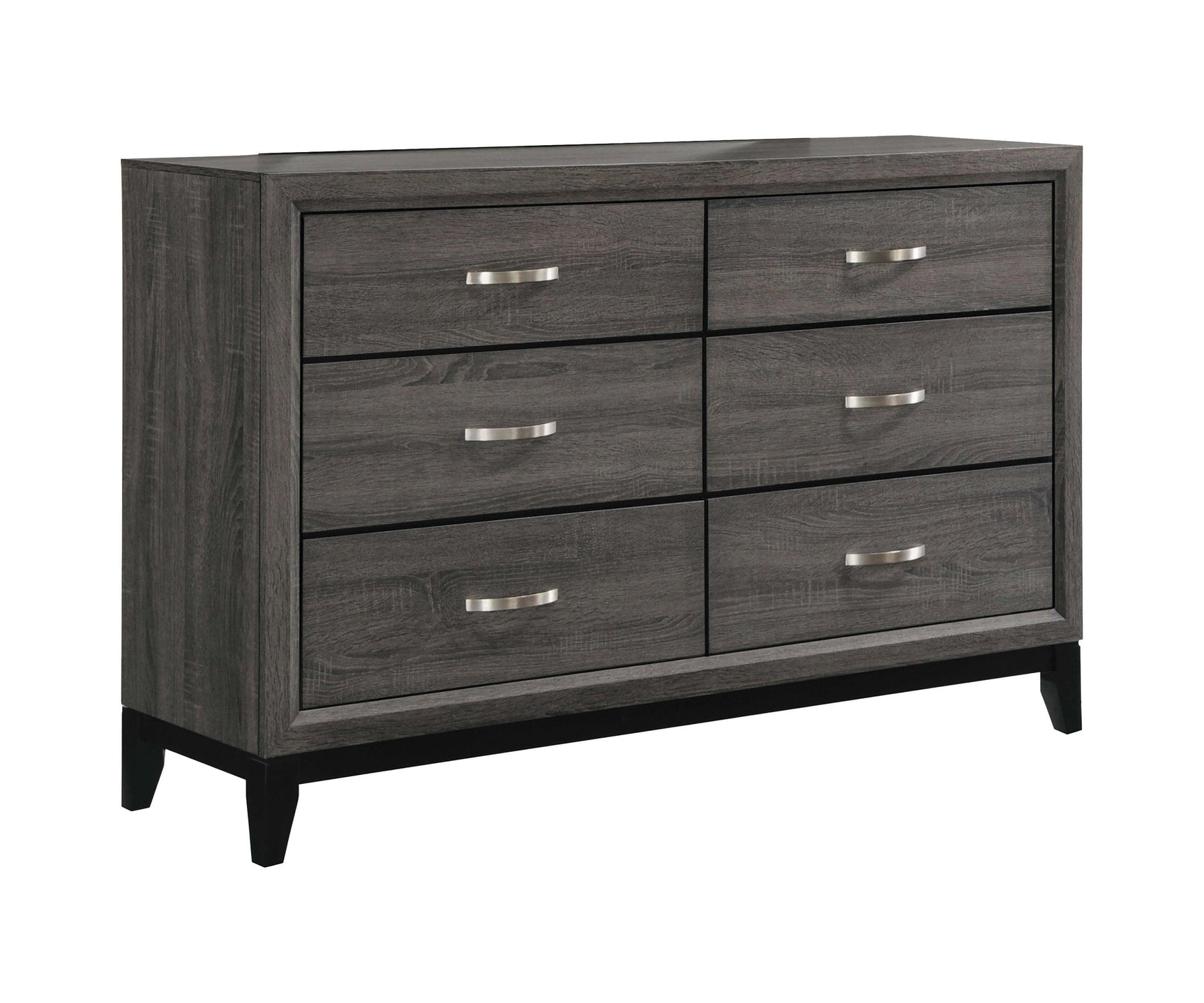 Watson Eastern King Bed Grey Oak And Black - Ella Furniture