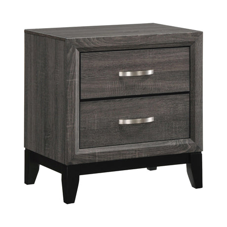 Watson Queen Bed Grey Oak And Black - Ella Furniture