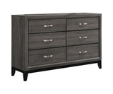 Watson Queen Bed Grey Oak And Black - Ella Furniture