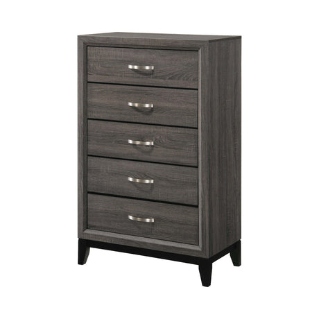 Watson Queen Bed Grey Oak And Black - Ella Furniture