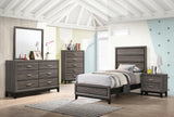 Watson Twin Panel Bed Grey Oak - Ella Furniture