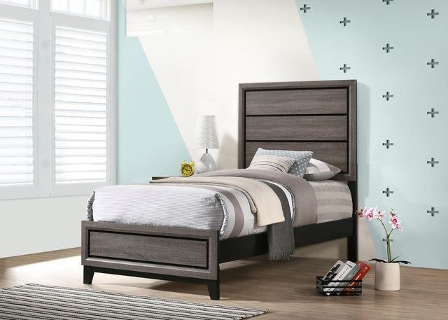 Watson Twin Panel Bed Grey Oak - Ella Furniture