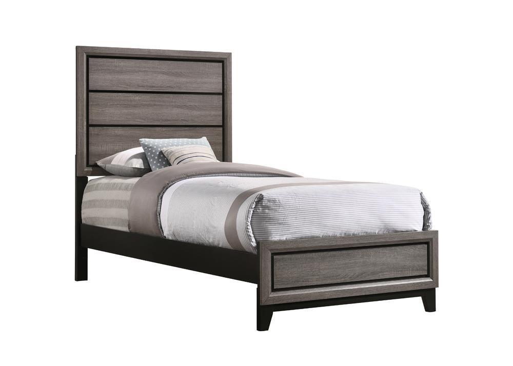 Watson Twin Panel Bed Grey Oak - Ella Furniture