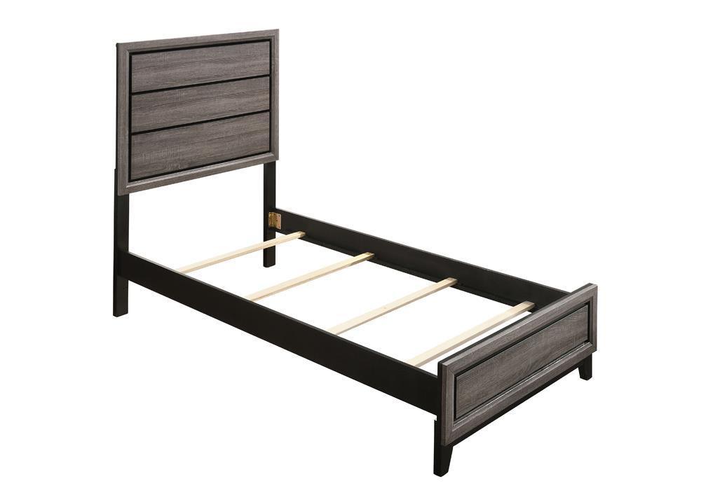 Watson Twin Panel Bed Grey Oak - Ella Furniture