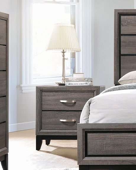 Watson 2-Drawer Nightstand Grey Oak And Black - Ella Furniture
