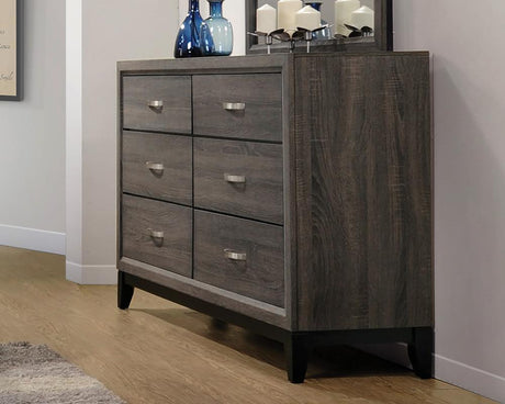 Watson 6-Drawer Dresser Grey Oak And Black - Ella Furniture