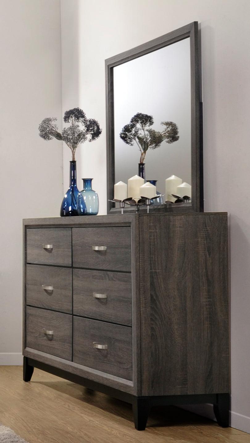 Watson 5-Drawer Chest Grey Oak And Black - Ella Furniture