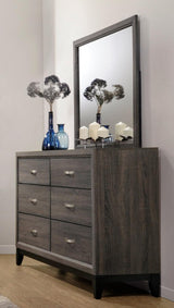 Watson Queen Bed Grey Oak And Black - Ella Furniture