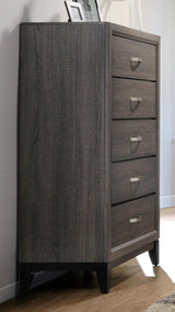 Watson Queen Bed Grey Oak And Black - Ella Furniture