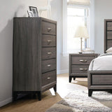 Watson 5-Drawer Chest Grey Oak And Black - Ella Furniture