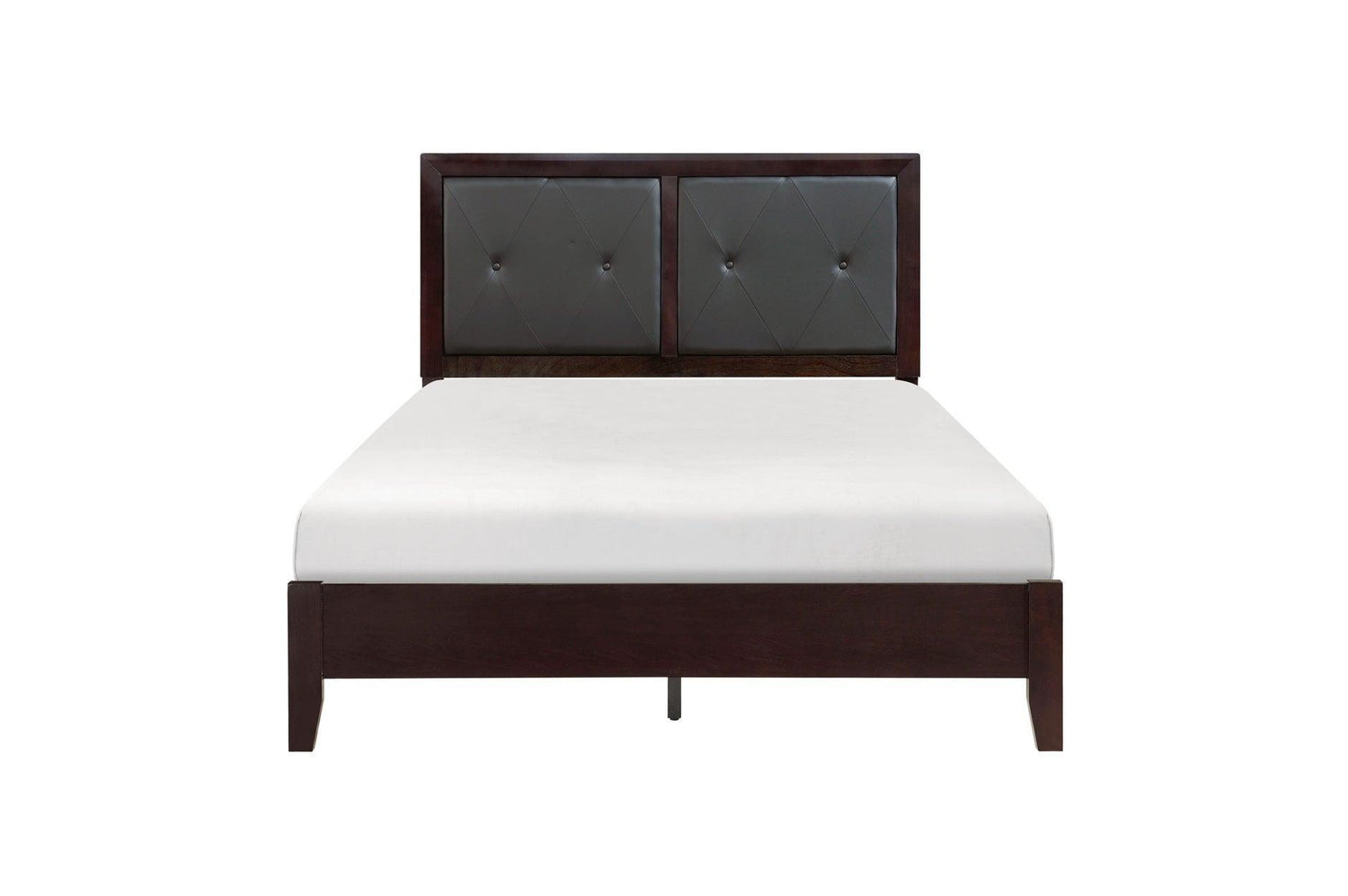 Edina Espresso Contemporary Solid Hardwood Faux Leather Upholstered Tufted Platform Bedroom Set - Ella Furniture