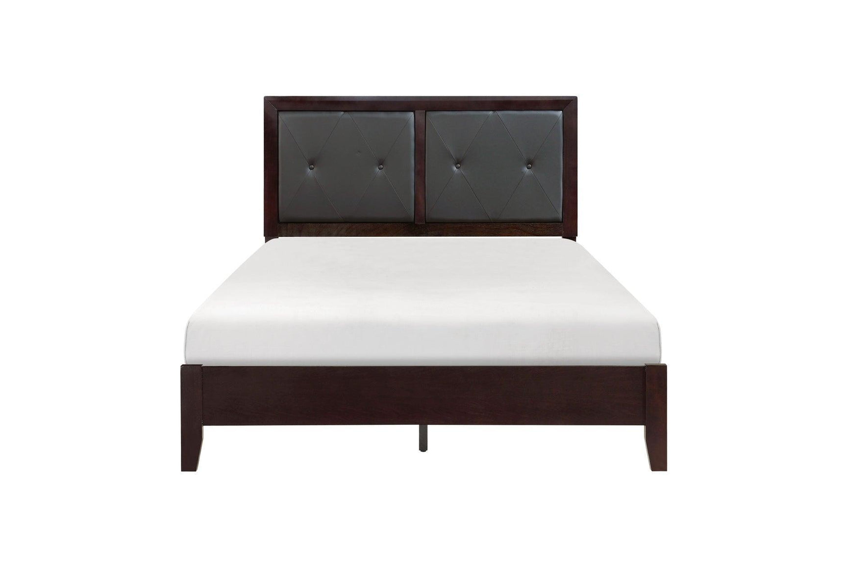 Edina Espresso Contemporary Solid Hardwood Faux Leather Upholstered Tufted Platform Bedroom Set - Ella Furniture