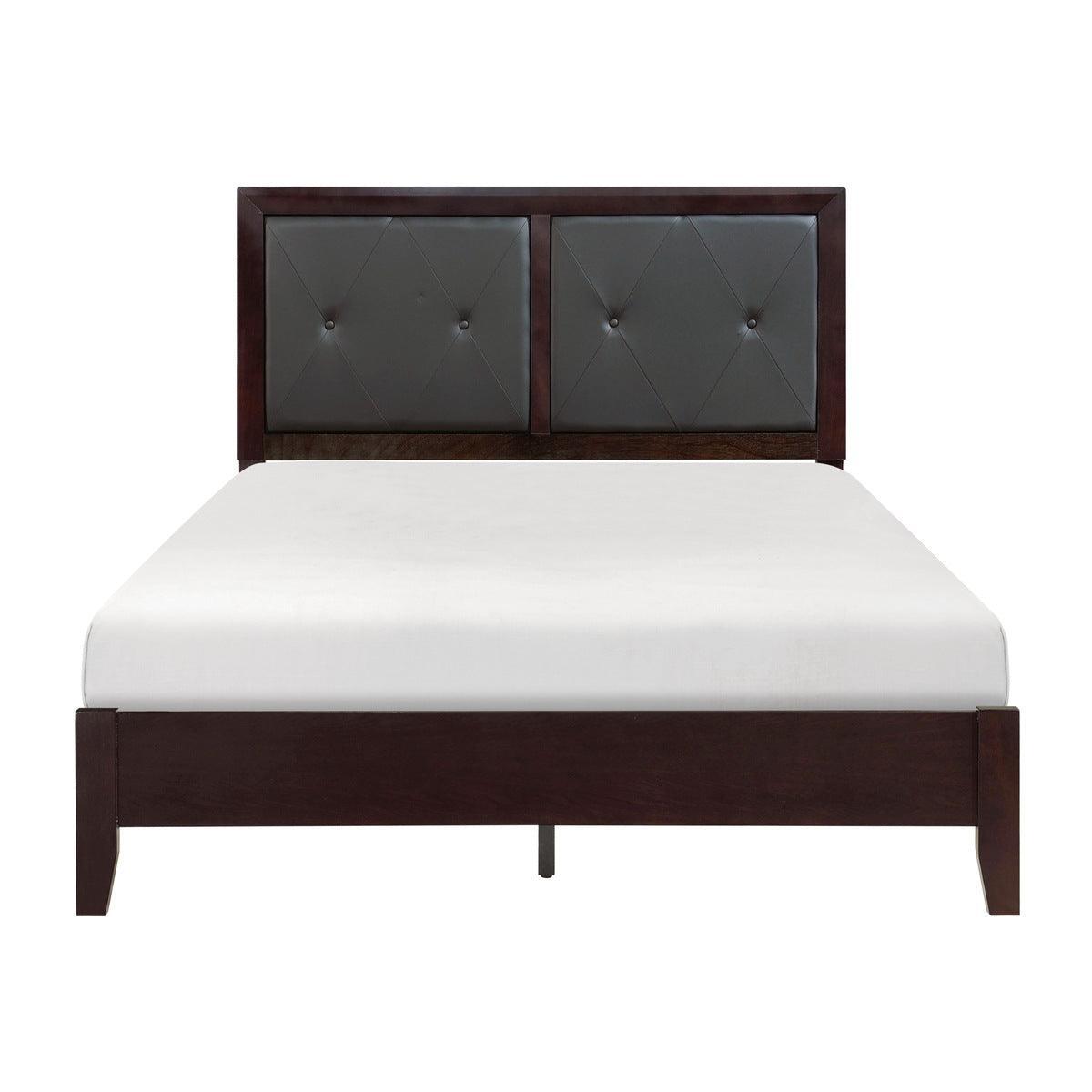 Edina Black Modern Wood And Engineered Wood Faux Leather Upholstered Tufted Headboard Full Bed - Ella Furniture