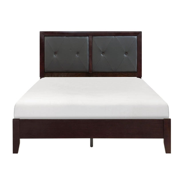 Edina Black Modern Wood And Engineered Wood Faux Leather Upholstered Tufted Headboard Full Bed - Ella Furniture