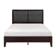 Edina Black Faux Veneer Engineered Wood Faux Leather Upholstered Tufted Headboard Queen Panel Bed - Ella Furniture