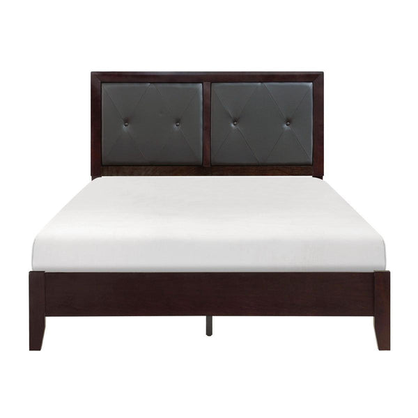 Edina Black Faux Veneer Engineered Wood Faux Leather Upholstered Tufted Headboard Queen Panel Bed - Ella Furniture