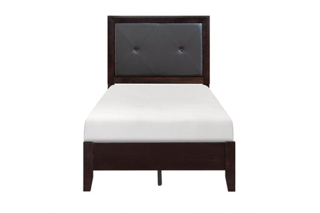 Edina Espresso Contemporary Solid Hardwood Faux Leather Upholstered Tufted Platform Bedroom Set - Ella Furniture