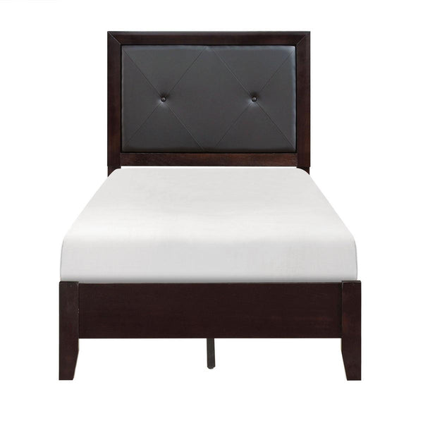 Edina Black Faux Wood Veneer, Wood And Engineered Wood Faux Leather Upholstered Tufted Twin Bed - Ella Furniture