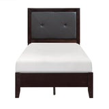 Edina Cherry Wood And Engineered Wood Faux Leather Upholstered Tufted Youth Twin Panel Bed - Ella Furniture