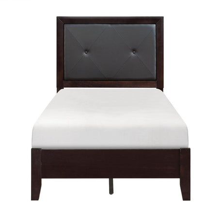 Edina Cherry Wood And Engineered Wood Faux Leather Upholstered Tufted Youth Twin Panel Bed - Ella Furniture