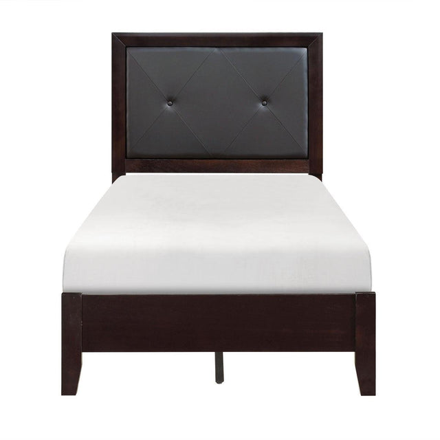 Edina Cherry Wood And Engineered Wood Faux Leather Upholstered Tufted Youth Twin Panel Bed - Ella Furniture