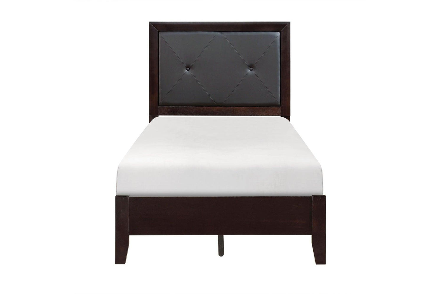 Edina Espresso Faux Veneer Engineered Wood Faux Leather Upholstered Tufted Youth Panel Bedroom Set - Ella Furniture