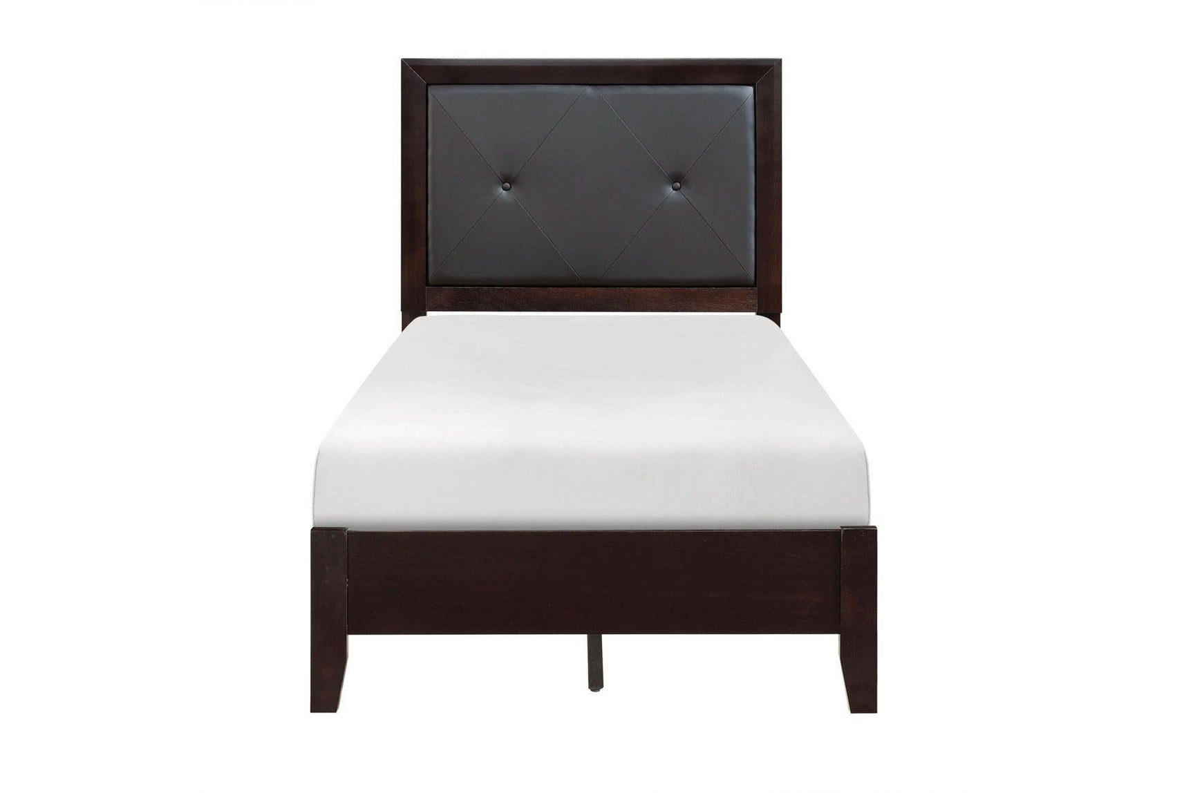 Edina Espresso Faux Veneer Engineered Wood Faux Leather Upholstered Tufted Youth Panel Bedroom Set - Ella Furniture