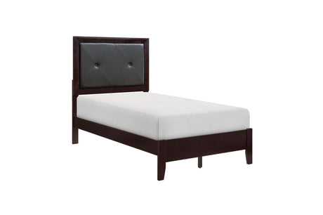 Edina Espresso Faux Veneer Engineered Wood Faux Leather Upholstered Tufted Youth Panel Bedroom Set - Ella Furniture