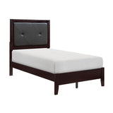 Edina Cherry Wood And Engineered Wood Faux Leather Upholstered Tufted Youth Twin Panel Bed - Ella Furniture