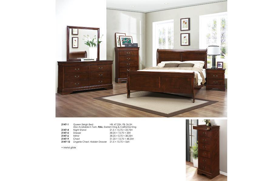 Mayville Black Cherry Modern Traditional Okume Veneer Wood And Engineered Wood King Sleigh Bed - Ella Furniture